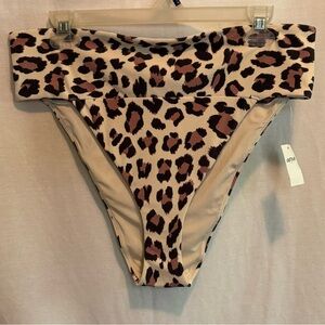 AA-601 Aerie NWT High Cut Cheeky Cream Brown & Black Animal Print Bikini Bottoms